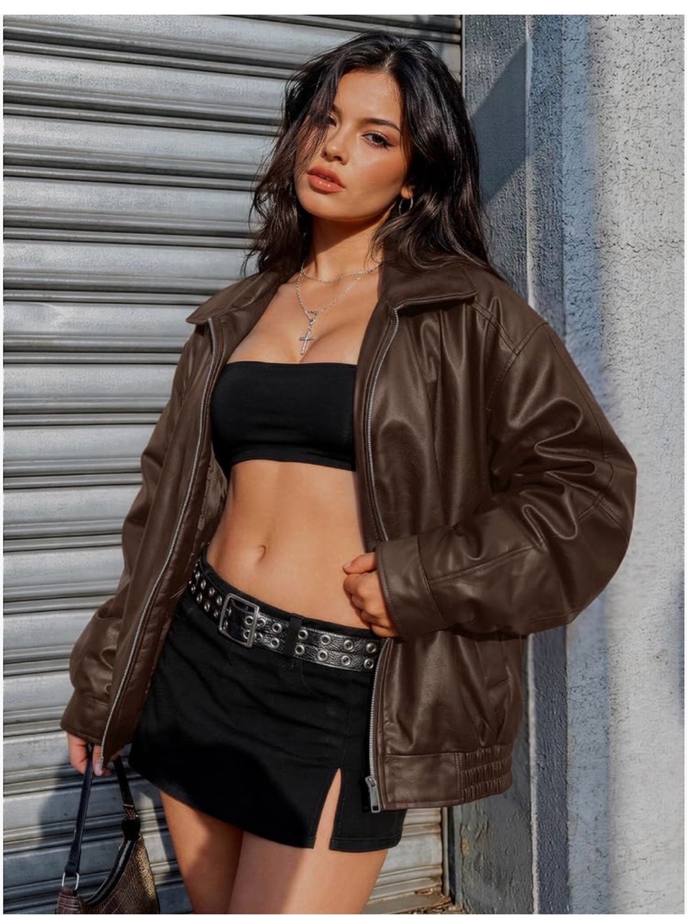 Brown oversized faux jacket XS - Picture 6 of 7